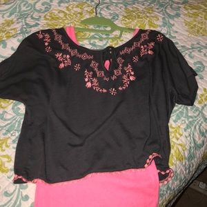 Girls Crop Top with Matching Tank Top